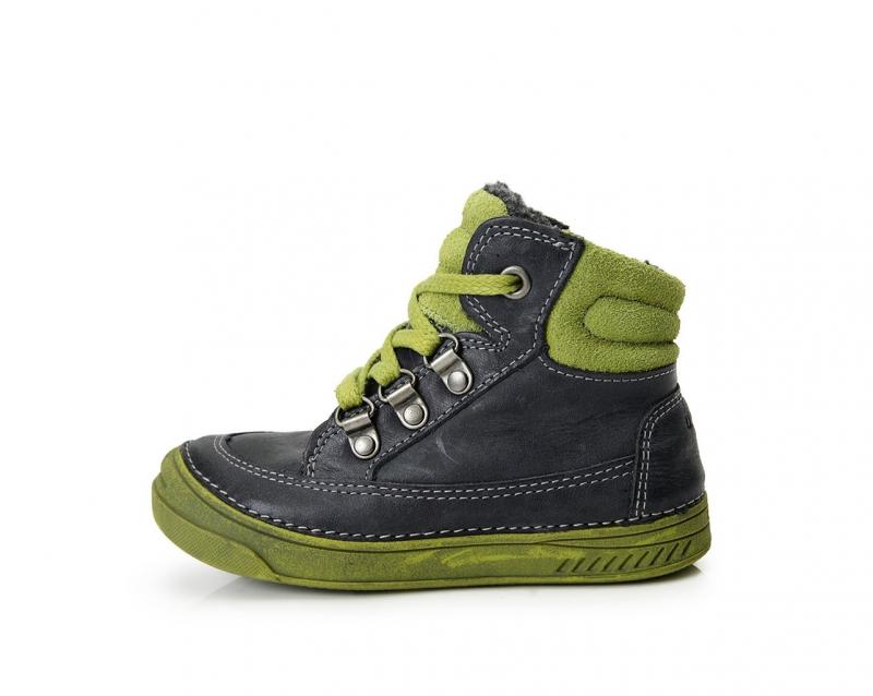 D.D.step modro zelené zimné vysoké detské topánky s kožusinou na suchý zips 31-36 pre chlapcov